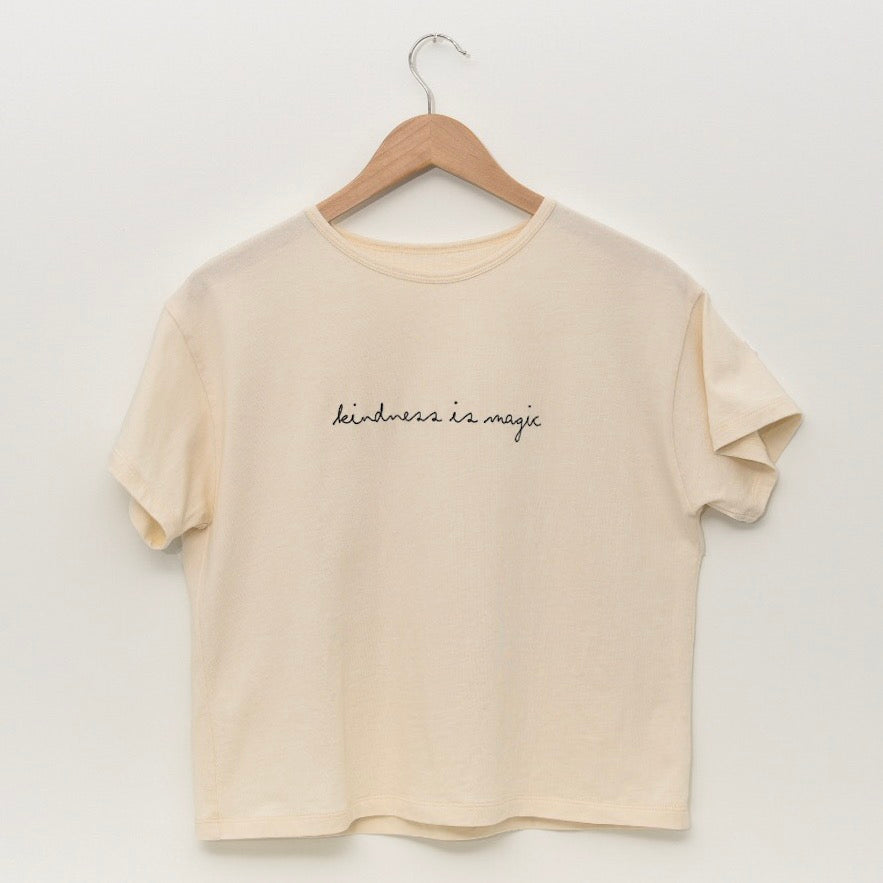 kindness is magic embroidered boxy tee