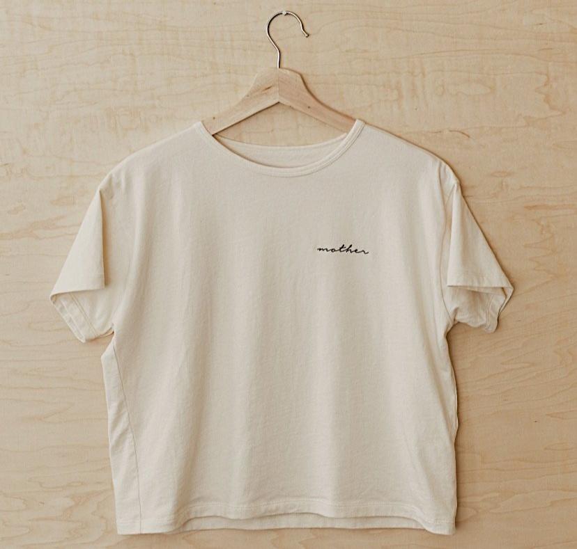 mother embroidered boxy tee